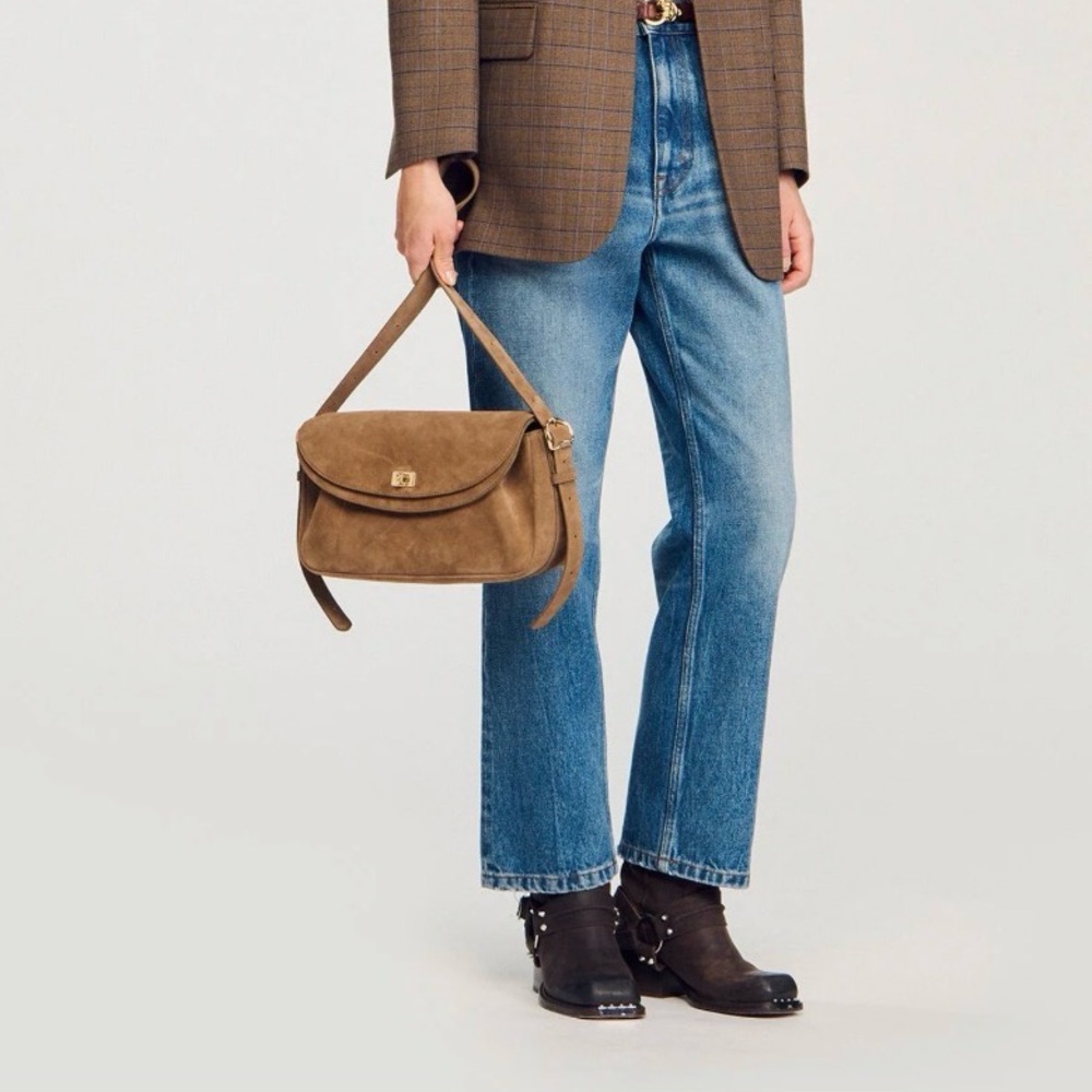 NWT Sandro Le Mambo Suede Crossbody Shoulder Bag - Picture 2 of 15